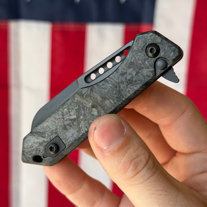 Heretic Jinn Manual - Fat Carbon Marble Glow, DLC MagnaCut Wharncliffe - Made in USA (H213-6A-MGCF)