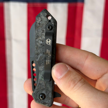 Heretic Jinn Manual - Fat Carbon Marble Glow, DLC MagnaCut Wharncliffe - Made in USA (H213-6A-MGCF)