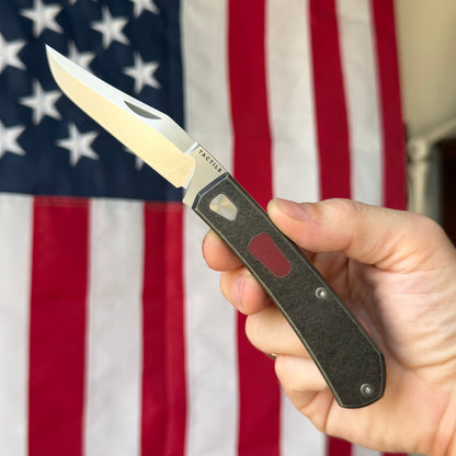 Tactile Knife Co. The Ranger Blackwash – MagnaCut Blade, Titanium Handles, Vintage Micarta Inlay – Made in USA