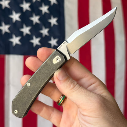 Tactile Knife Co. The Ranger Blackwash – MagnaCut Blade, Titanium Handles, Vintage Micarta Inlay – Made in USA