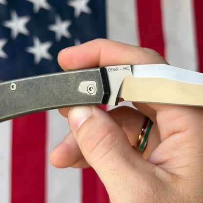 Tactile Knife Co. The Ranger Blackwash – MagnaCut Blade, Titanium Handles, Vintage Micarta Inlay – Made in USA