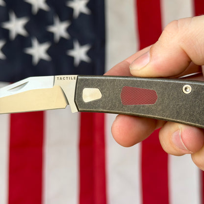 Tactile Knife Co. The Ranger Blackwash – MagnaCut Blade, Titanium Handles, Vintage Micarta Inlay – Made in USA