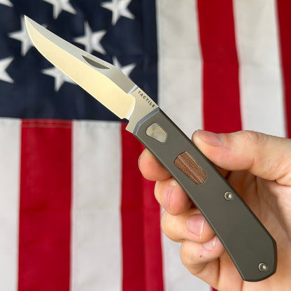 The Ranger – MagnaCut Blade, Titanium Handles, Vintage Micarta Shield – Made in USA