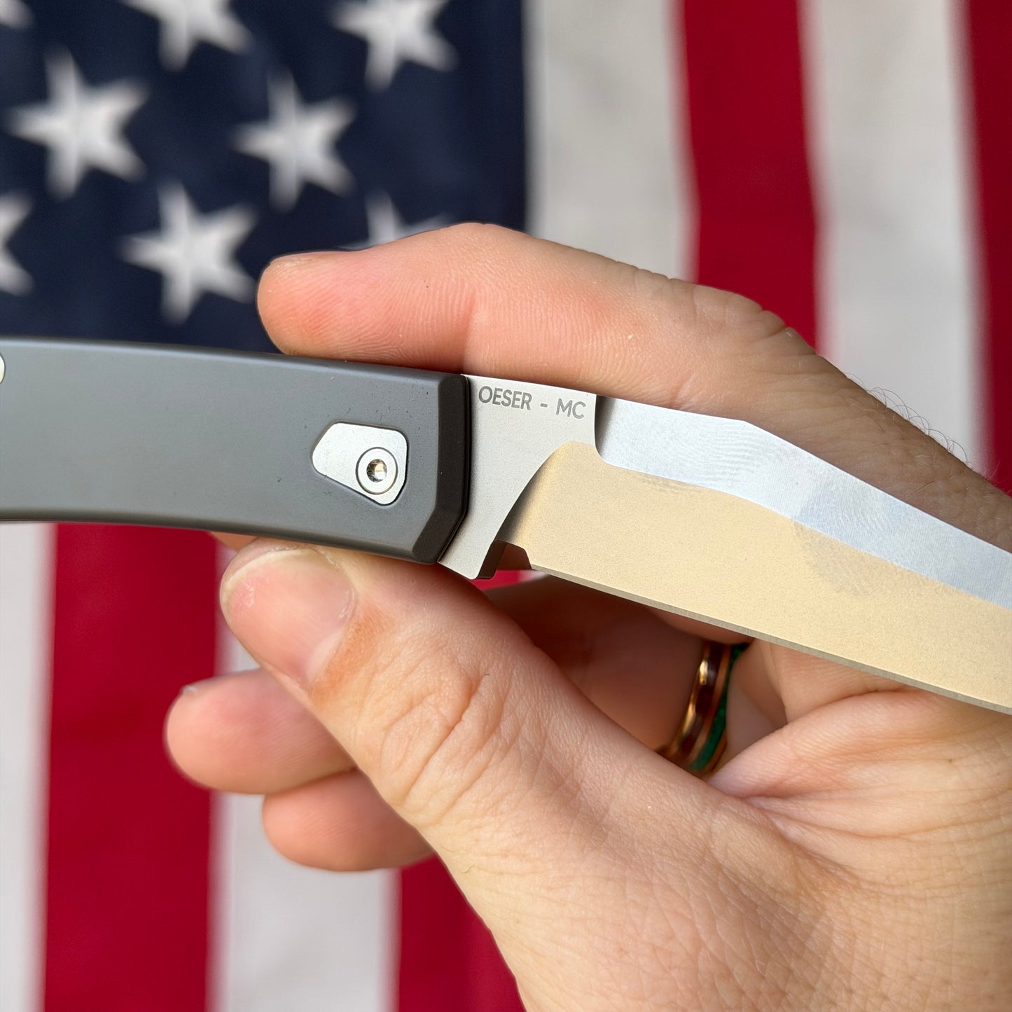 The Ranger – MagnaCut Blade, Titanium Handles, Vintage Micarta Shield – Made in USA