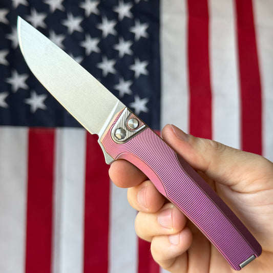 MachineWise Sonora Integral Button Lock - CPM-S90V Drop Point, Pink to Copper Fade Titanium - Made in USA (Serial 2231)