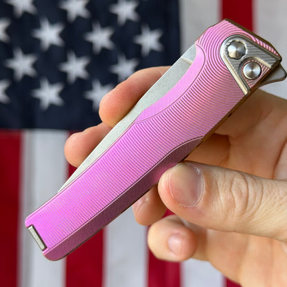 MachineWise Sonora Integral Button Lock - CPM-S90V Drop Point, Pink to Copper Fade Titanium - Made in USA (Serial 2231)