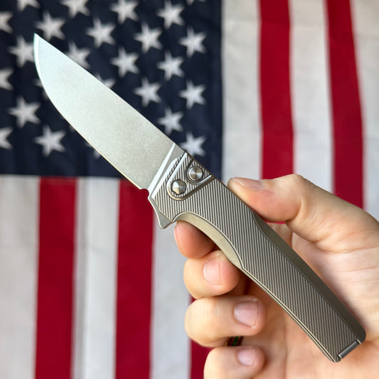 MachineWise Sonora Integral Button Lock - CPM-S90V Drop Point, Raw Titanium - Made in USA (Serial 2264)
