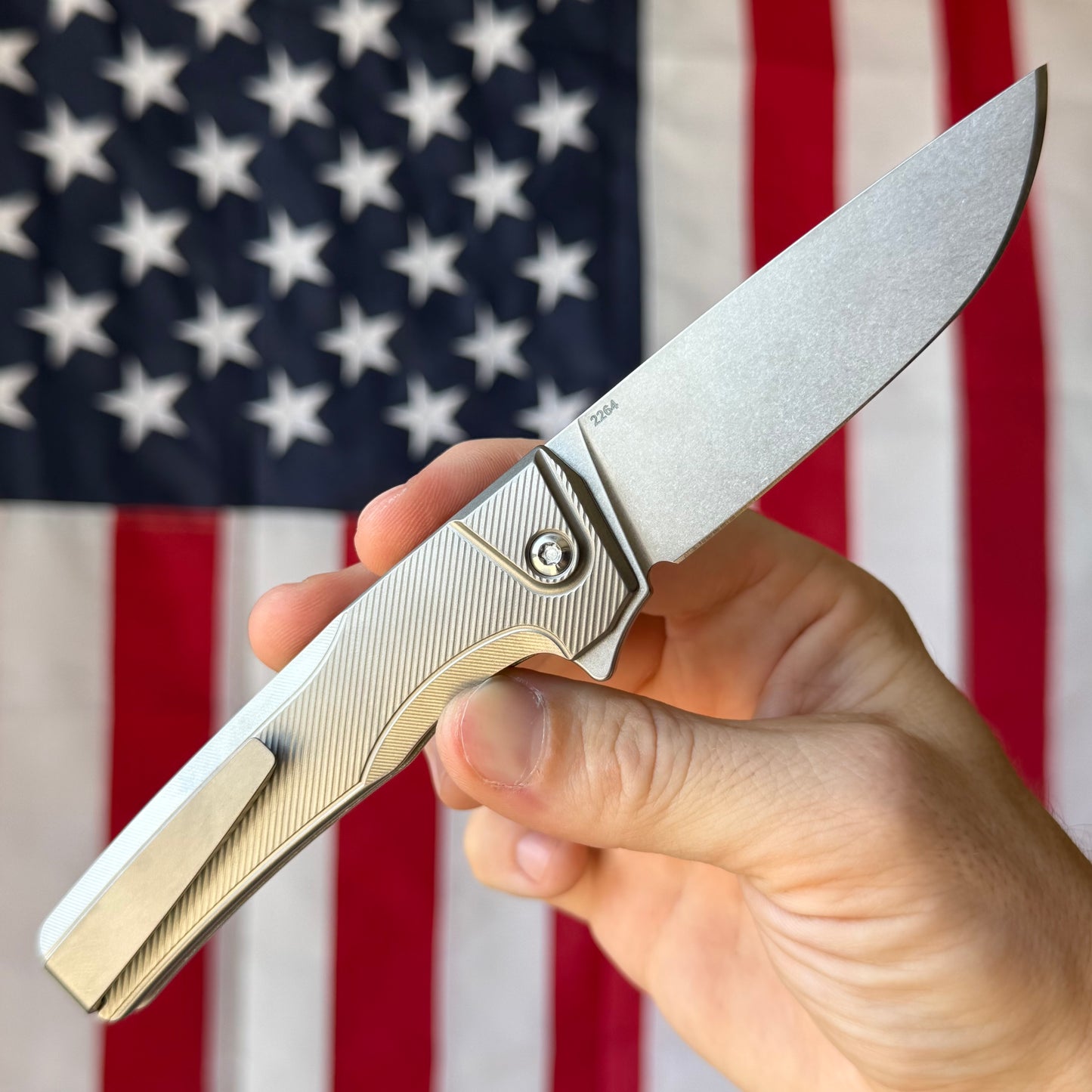 MachineWise Sonora Integral Button Lock - CPM-S90V Drop Point, Raw Titanium - Made in USA (Serial 2264)