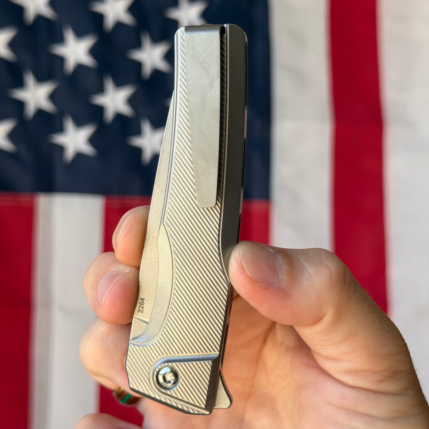MachineWise Sonora Integral Button Lock - CPM-S90V Drop Point, Raw Titanium - Made in USA (Serial 2264)