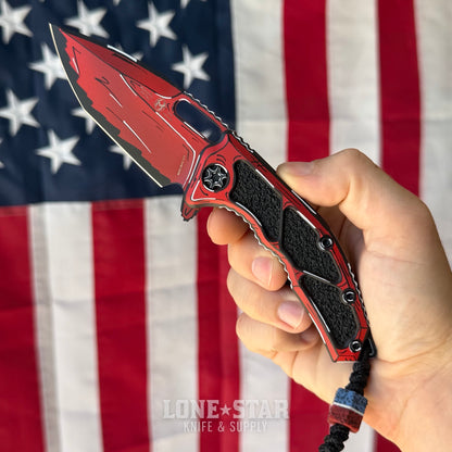 The Back Door: Heretic Medusa Manual 3.25" Tanto – Red Cel Shade, MagnaCut, Frame Lock – Made in USA (H009-CS-RD) (Return)