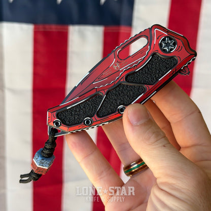 The Back Door: Heretic Medusa Manual 3.25" Tanto – Red Cel Shade, MagnaCut, Frame Lock – Made in USA (H009-CS-RD) (Return)