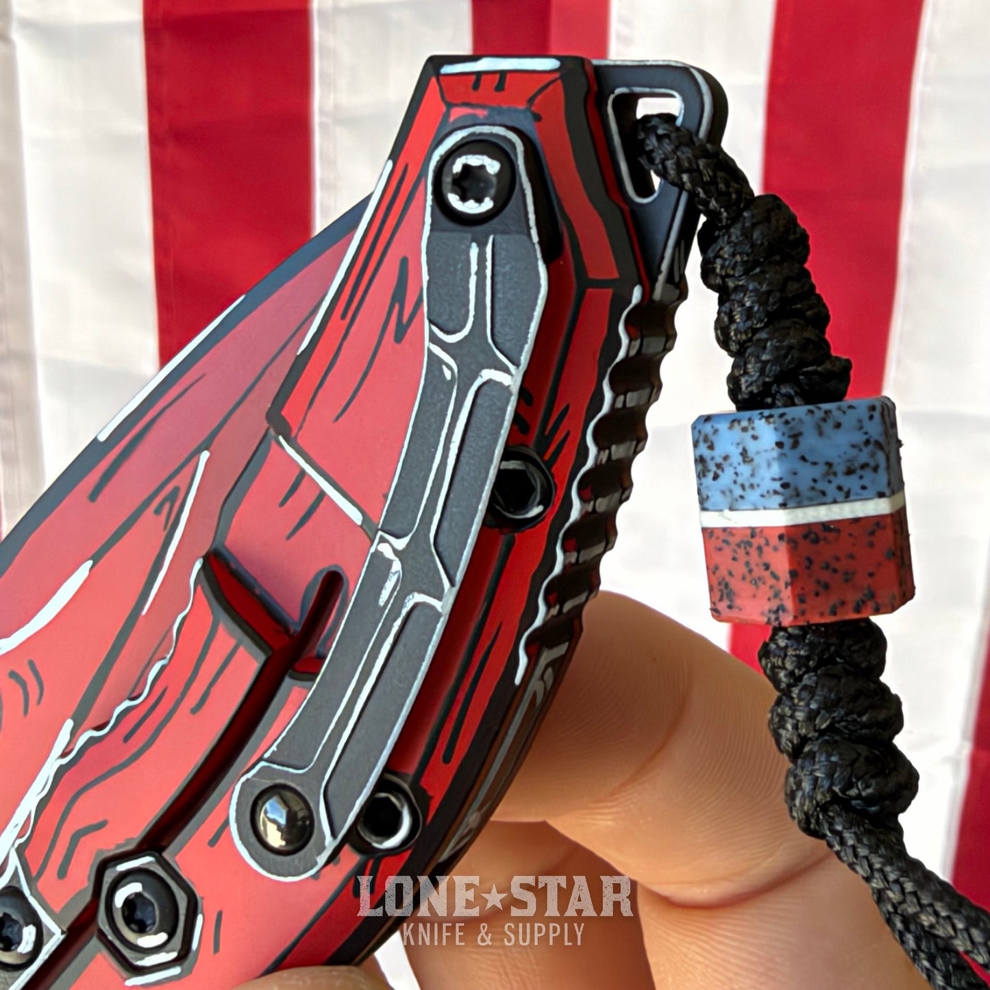 The Back Door: Heretic Medusa Manual 3.25" Tanto – Red Cel Shade, MagnaCut, Frame Lock – Made in USA (H009-CS-RD) (Return)