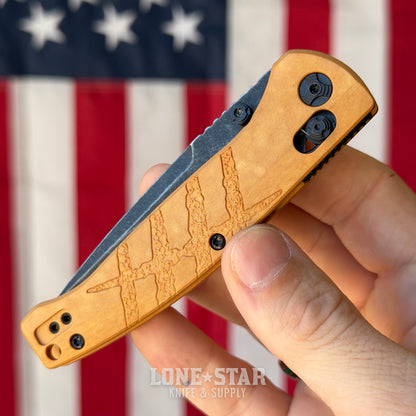 Hogue Mysto Manual Folder – 3.4" Black Stonewash MagnaCut, Maple Valley Richlite, ABLE Lock – Made in USA (24419)