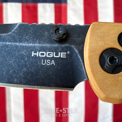 Hogue Mysto Manual Folder – 3.4" Black Stonewash MagnaCut, Maple Valley Richlite, ABLE Lock – Made in USA (24419)