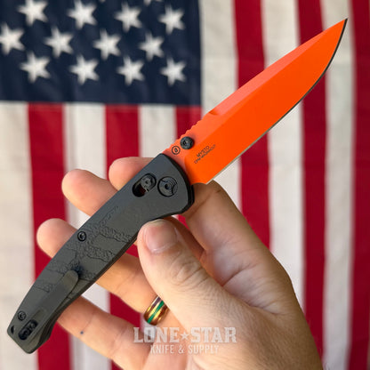 Hogue Mysto Manual Folder – 3.4" Orange Cerakote MagnaCut, Black Diamond Richlite, ABLE Lock – Made in USA (24414)