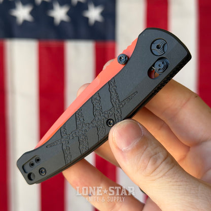 Hogue Mysto Manual Folder – 3.4" Orange Cerakote MagnaCut, Black Diamond Richlite, ABLE Lock – Made in USA (24414)