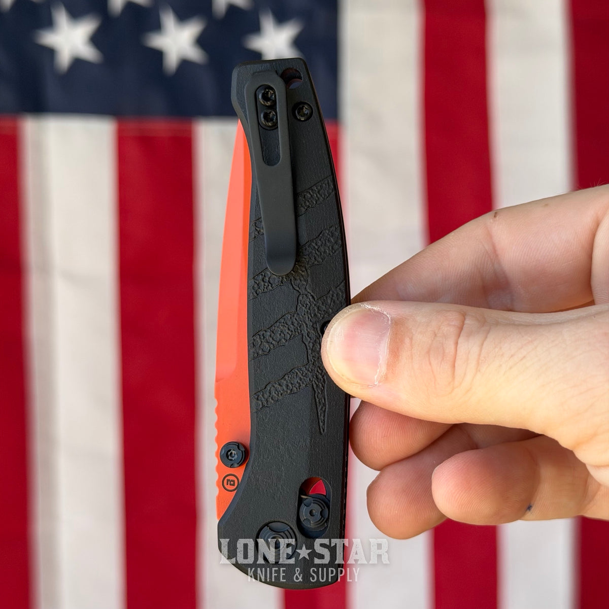 Hogue Mysto Manual Folder – 3.4" Orange Cerakote MagnaCut, Black Diamond Richlite, ABLE Lock – Made in USA (24414)