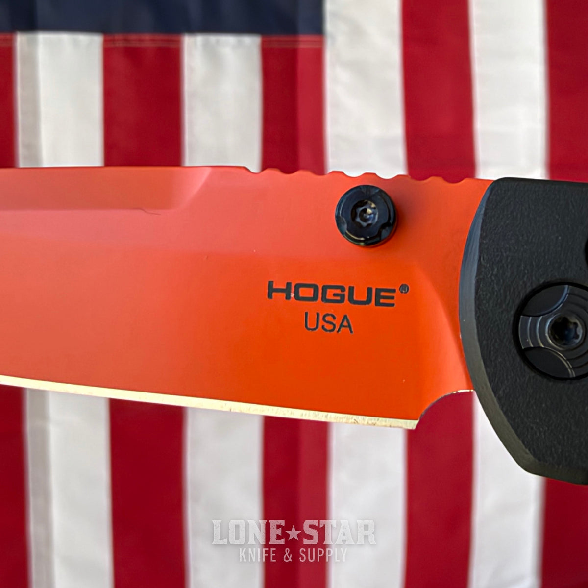 Hogue Mysto Manual Folder – 3.4" Orange Cerakote MagnaCut, Black Diamond Richlite, ABLE Lock – Made in USA (24414)