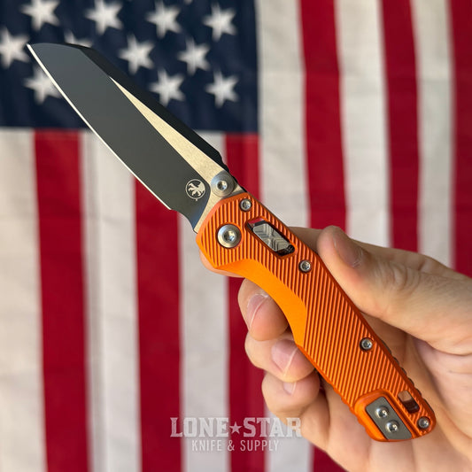 Microtech MSI Mini Ram-Lok Knife – 3.25" M390MK Blade, Two-Tone, Orange Fluted Aluminum – Made in USA (210M-1FLOR)