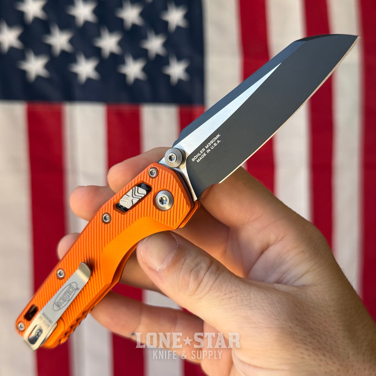Microtech MSI Mini Ram-Lok Knife – 3.25" M390MK Blade, Two-Tone, Orange Fluted Aluminum – Made in USA (210M-1FLOR)