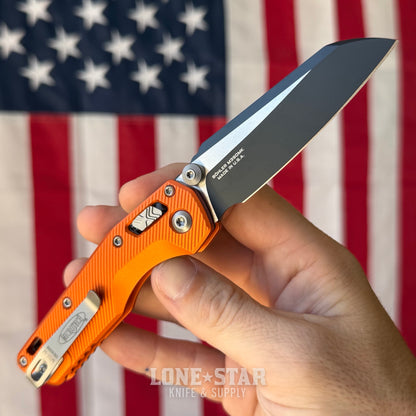 Microtech MSI Mini Ram-Lok Knife – 3.25" M390MK Blade, Two-Tone, Orange Fluted Aluminum – Made in USA (210M-1FLOR)