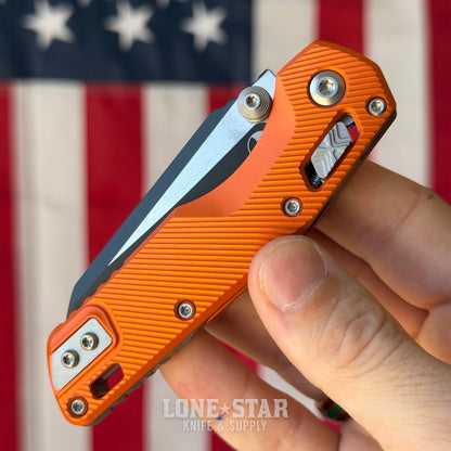 Microtech MSI Mini Ram-Lok Knife – 3.25" M390MK Blade, Two-Tone, Orange Fluted Aluminum – Made in USA (210M-1FLOR)
