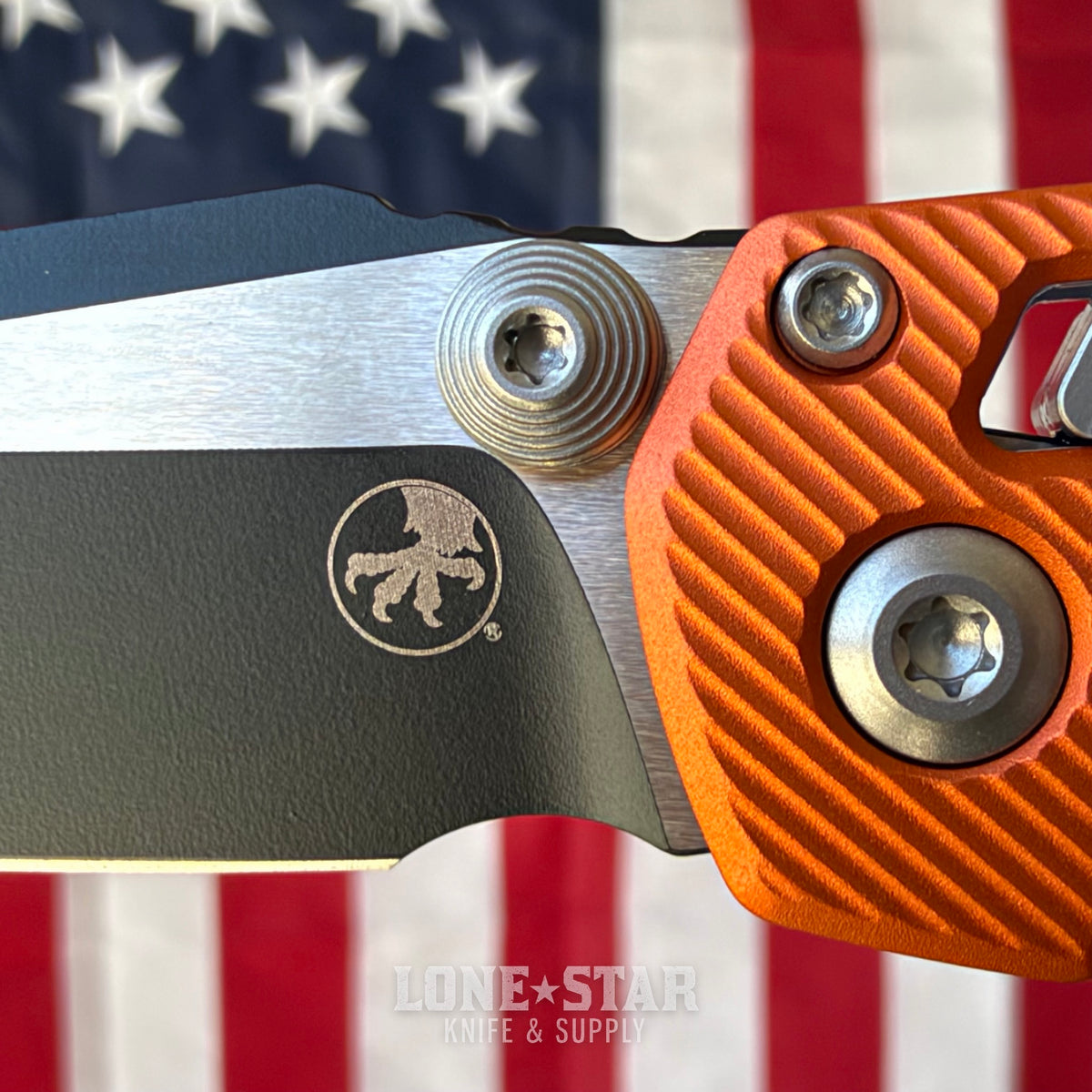 Microtech MSI Mini Ram-Lok Knife – 3.25" M390MK Blade, Two-Tone, Orange Fluted Aluminum – Made in USA (210M-1FLOR)