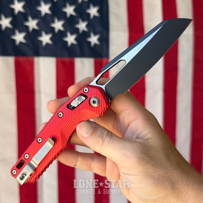 Microtech MSI Ram-Lok Knife – 3.75" M390MK Blade, Two-Tone, Red Fluted Aluminum – Made in USA (210-1FLRD)