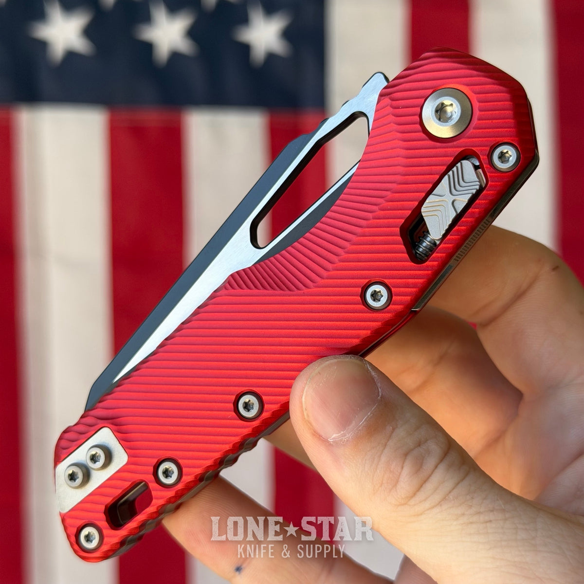 Microtech MSI Ram-Lok Knife – 3.75" M390MK Blade, Two-Tone, Red Fluted Aluminum – Made in USA (210-1FLRD)