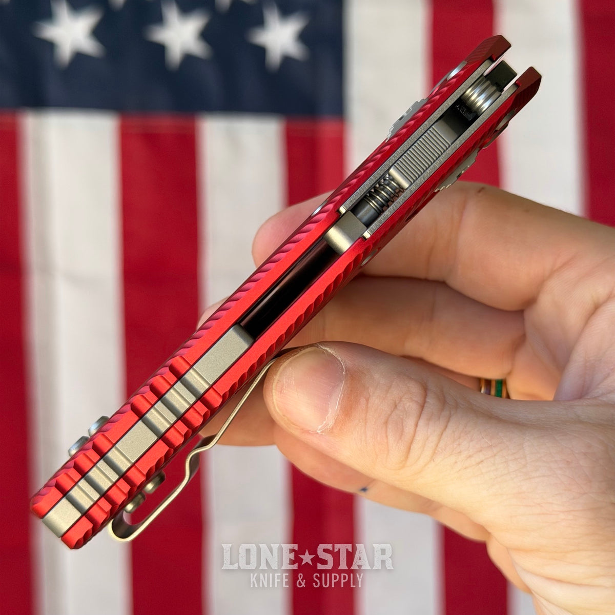 Microtech MSI Ram-Lok Knife – 3.75" M390MK Blade, Two-Tone, Red Fluted Aluminum – Made in USA (210-1FLRD)