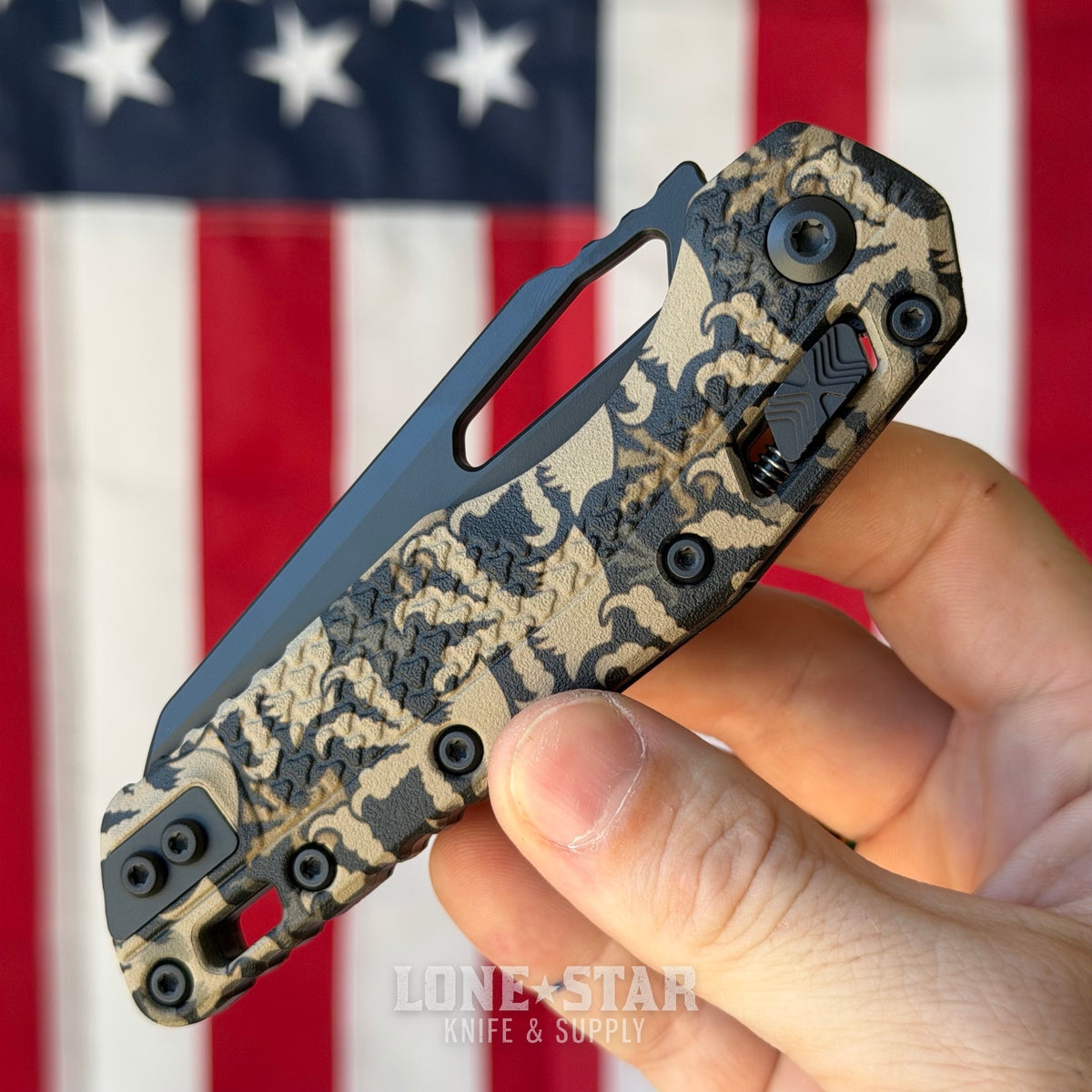 Microtech MSI Ram-Lok Knife – 3.75" M390MK, Claw Burst Camo Polymer – Made in USA (210T-1PMCWC-Z4)