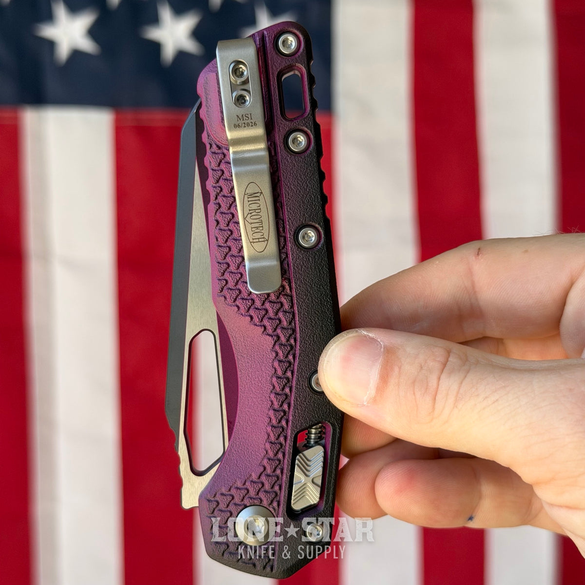 Microtech MSI Ram-Lok Knife – 3.75" M390MK, Faded Sangria Polymer – Made in USA (210T-1PMFSR)