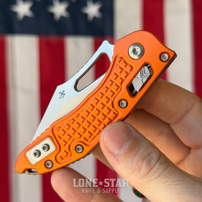 Microtech M-Stitch Ram-Lok Knife – 3" M390MK Blade, Stonewash, Orange Frag Aluminum – Made in USA (169MRL-10FROR)
