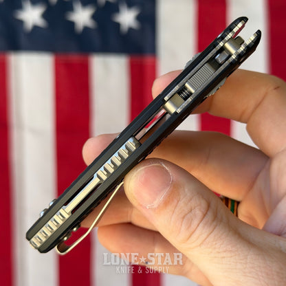Microtech Amphibian Mini Ram-Lok Knife – 3.25" M390MK Blade, Black Frag Aluminum, Stonewash – Made in USA (137MRL-10FR)
