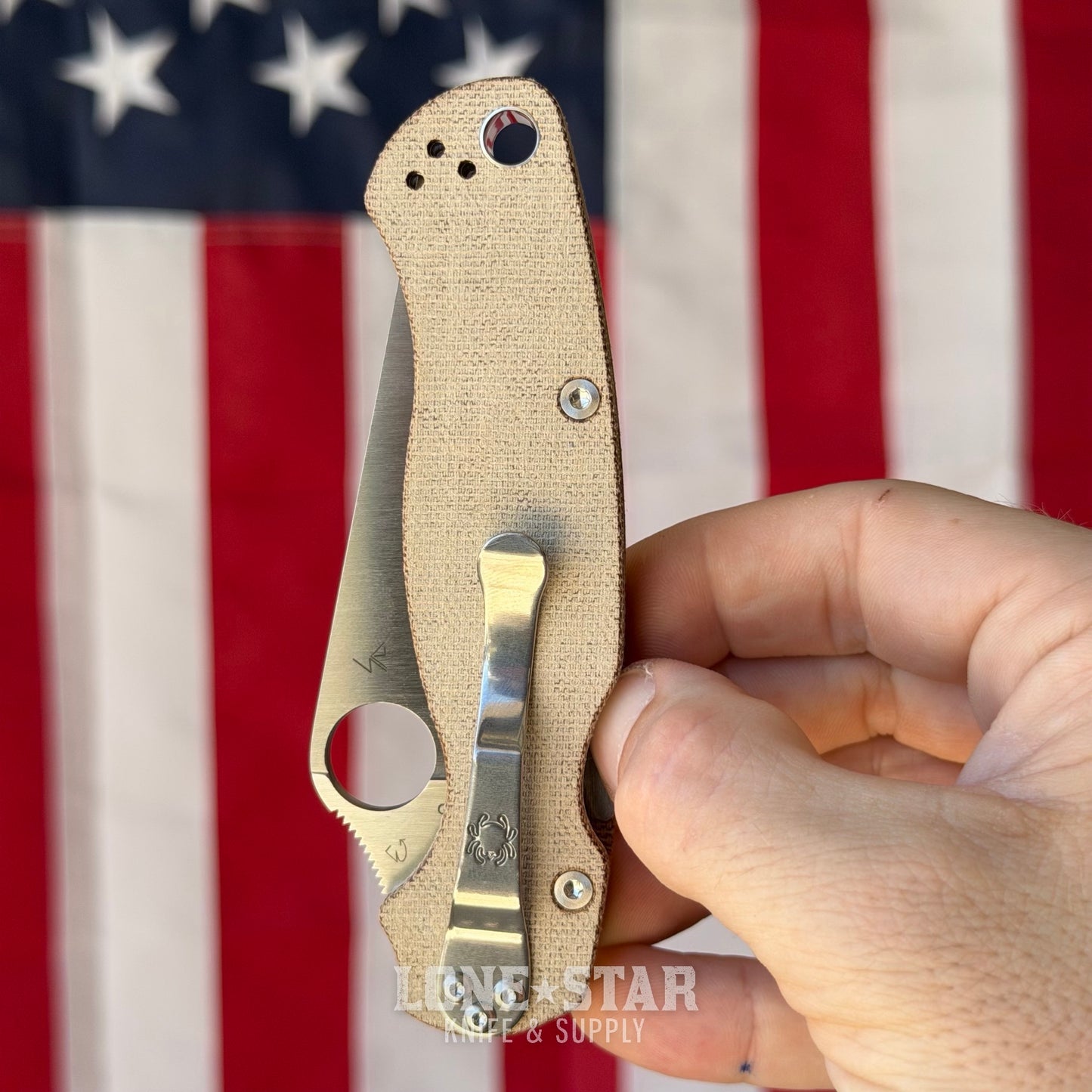 Spyderco Para Military 2 (PM2) Knife, 3.4" Satin CPM CruWear, Brown Micarta, Made in USA (SC81MPCW2)