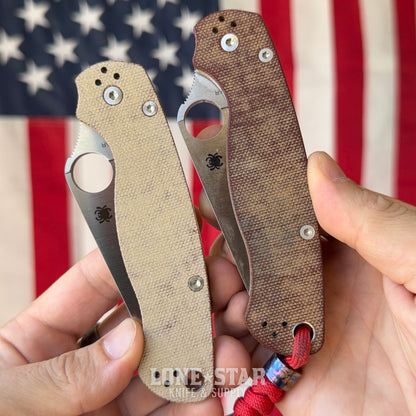 Spyderco Para Military 2 (PM2) Knife, 3.4" Satin CPM CruWear, Brown Micarta, Made in USA (SC81MPCW2)