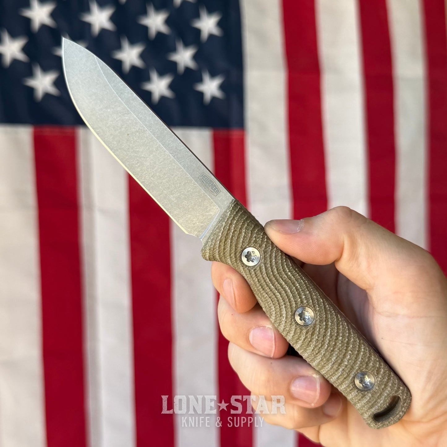 Hellbender Mudpup 4, 3.75" CPM-MagnaCut Drop Point, OD Green Canvas Micarta, Kydex Sheath, Made in USA