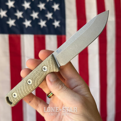 Hellbender Mudpup 4, 3.75" CPM-MagnaCut Drop Point, OD Green Canvas Micarta, Kydex Sheath, Made in USA