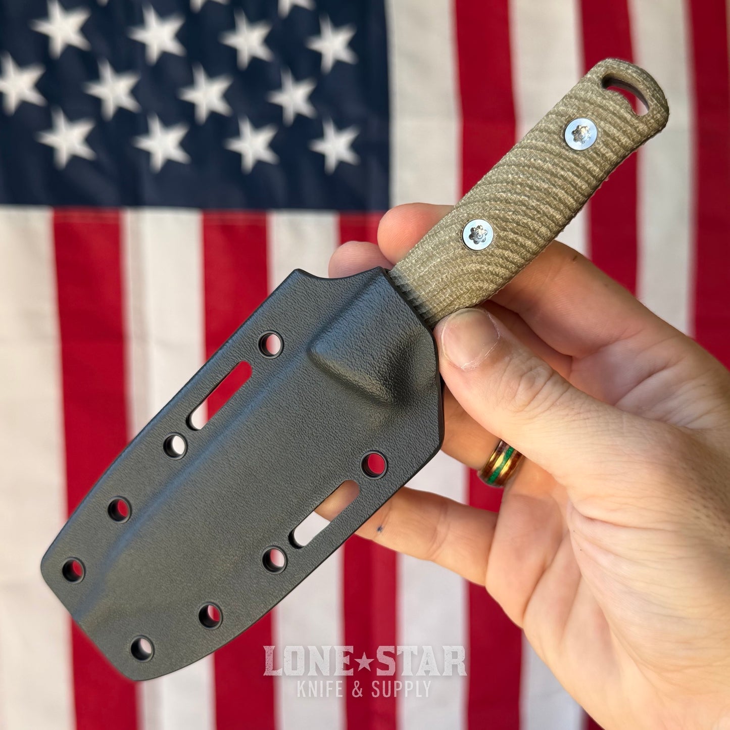 Hellbender Mudpup 4, 3.75" CPM-MagnaCut Drop Point, OD Green Canvas Micarta, Kydex Sheath, Made in USA