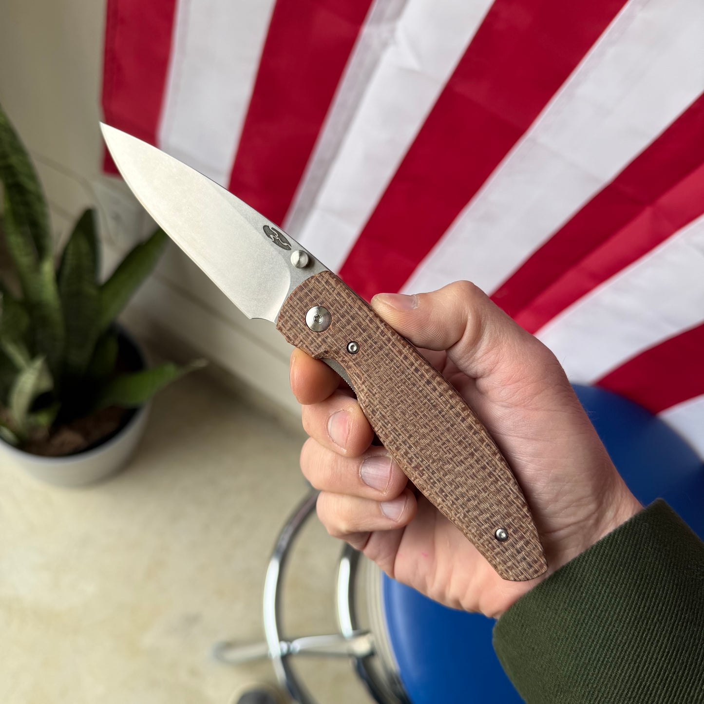 TRM ATOM LL Burlap Micarta, 3.5″ MagnaCut Blade, Made in USA