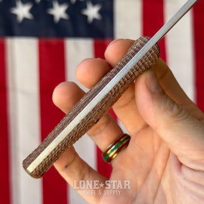 Hellbender Mudpup 4, 3.75" CPM-MagnaCut Drop Point, Burlap Micarta, Leather Sheath, Made in USA