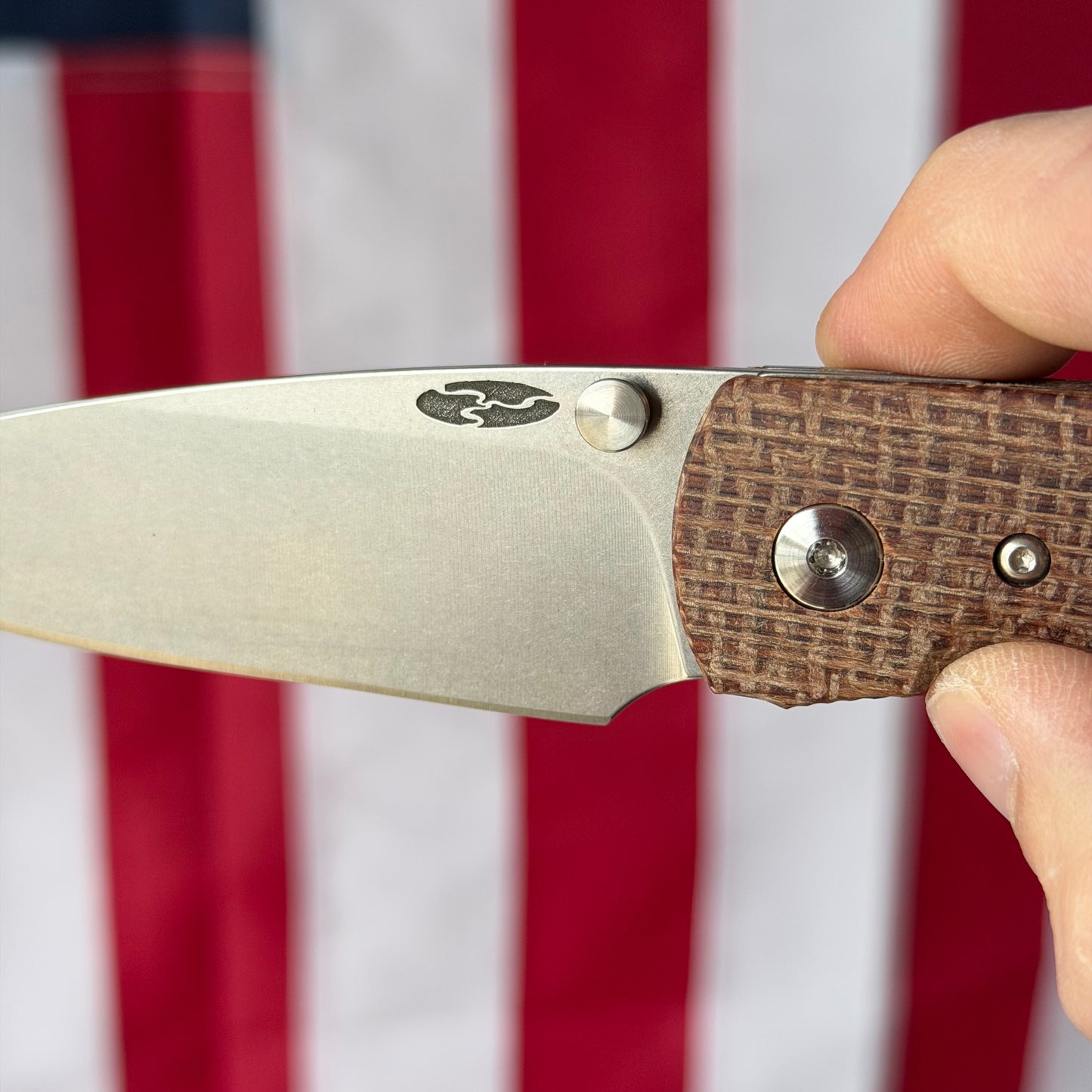 TRM ATOM LL Burlap Micarta, 3.5″ MagnaCut Blade, Made in USA