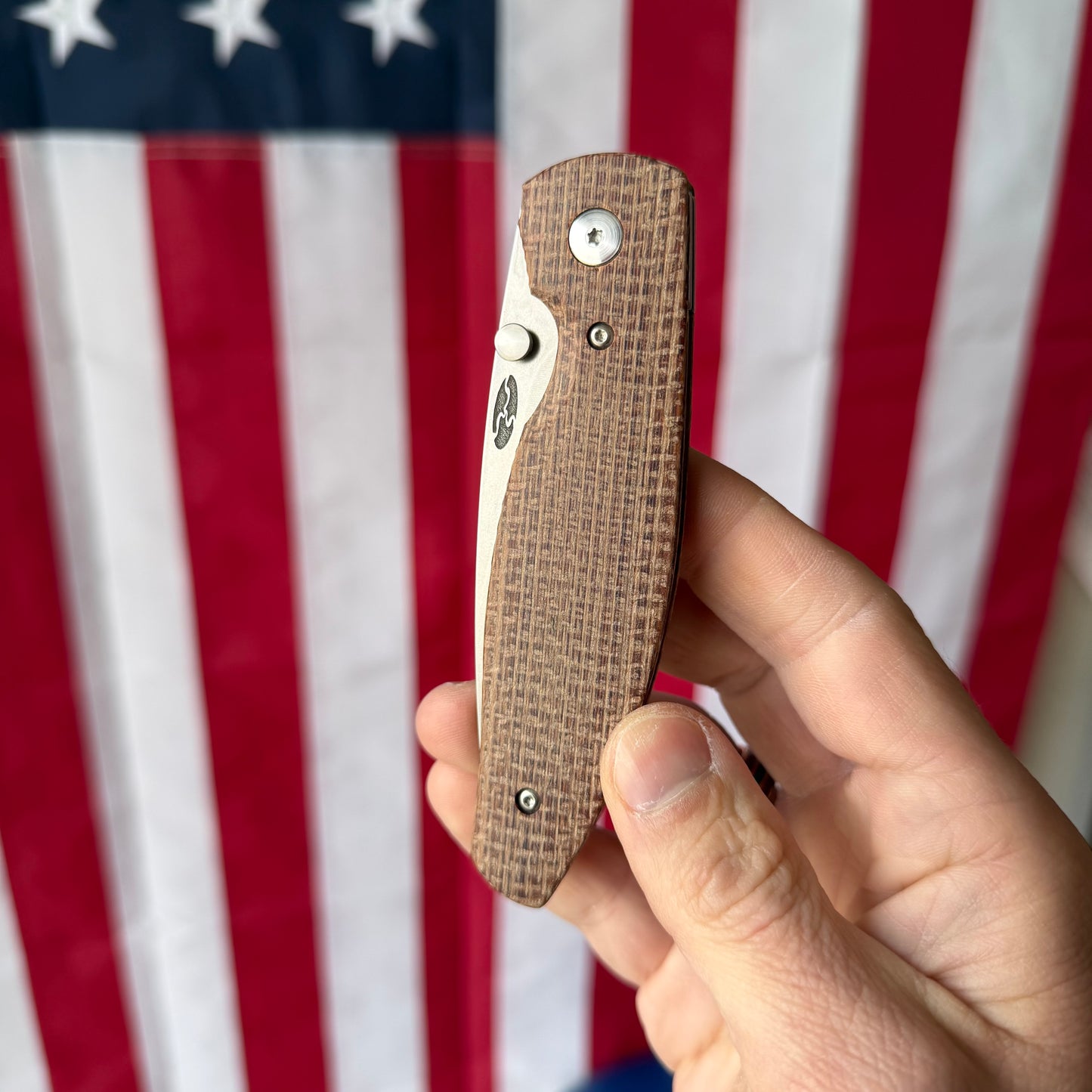 TRM ATOM LL Burlap Micarta, 3.5″ MagnaCut Blade, Made in USA