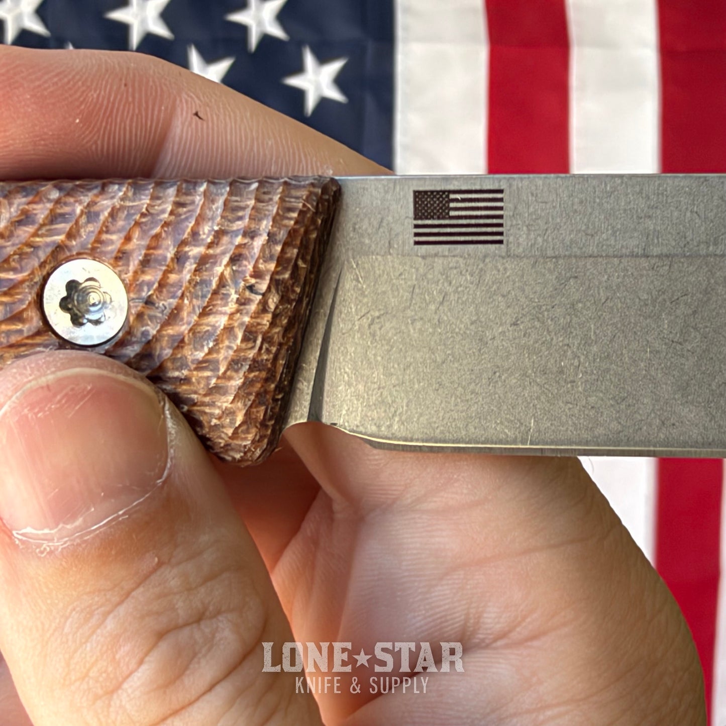 Hellbender Mudpup 4, 3.75" CPM-MagnaCut Drop Point, Burlap Micarta, Leather Sheath, Made in USA