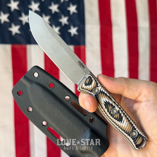 Hellbender Mudpup 4, 3.75" CPM-MagnaCut Drop Point, Multicolored G10, Kydex Sheath, Made in USA
