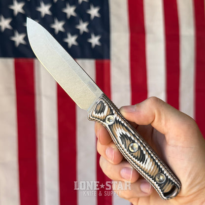 Hellbender Mudpup 4, 3.75" CPM-MagnaCut Drop Point, Multicolored G10, Leather Sheath, Made in USA