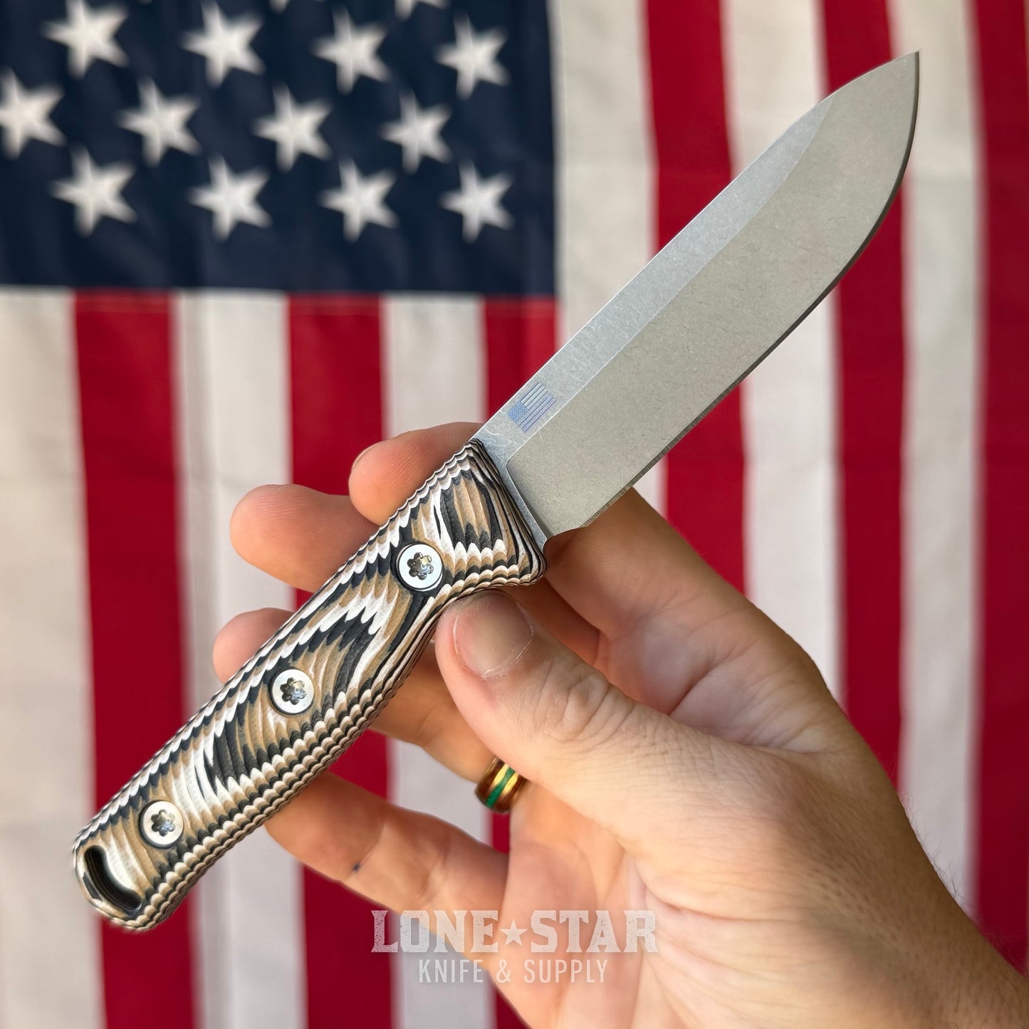 Hellbender Mudpup 4, 3.75" CPM-MagnaCut Drop Point, Multicolored G10, Leather Sheath, Made in USA