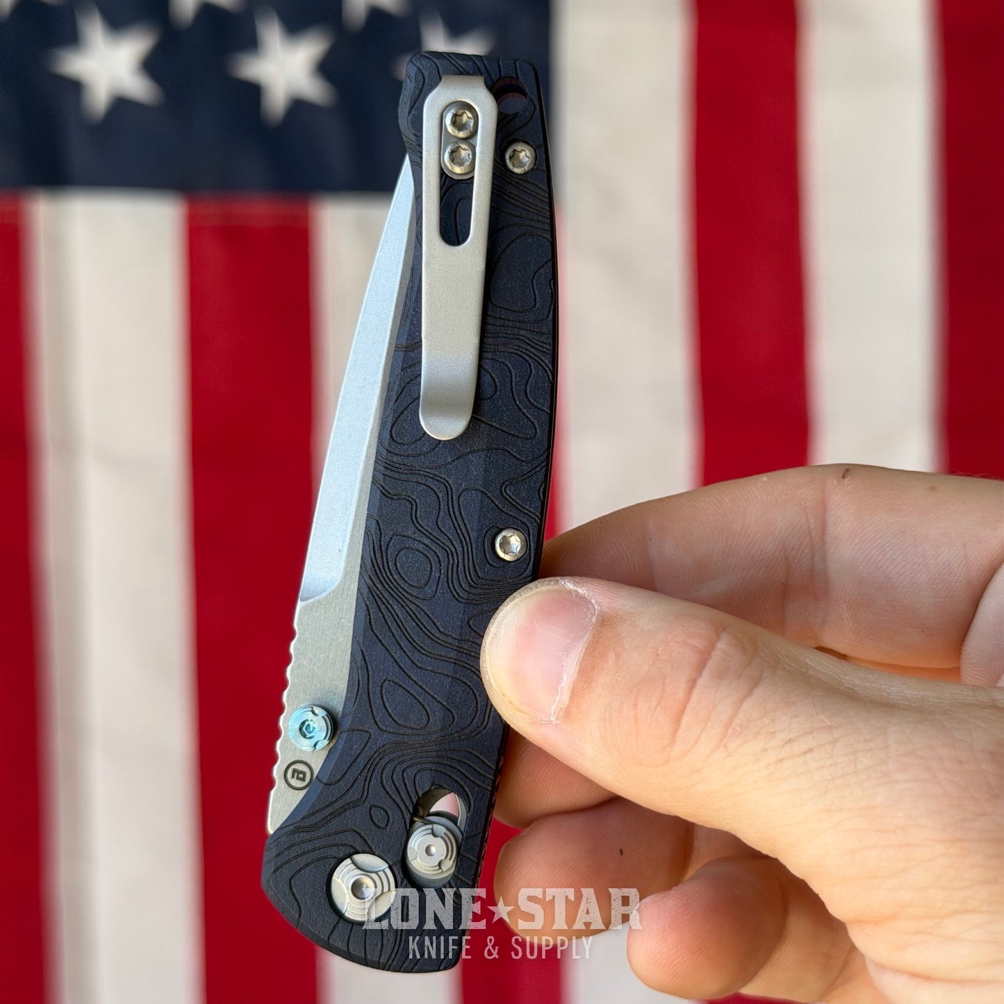 Hogue Mysto (Water) 3.4″ Drop Point Knife, Blue Canyon Richlite Handle, Stone Tumbled Blade, Made in USA (24456)