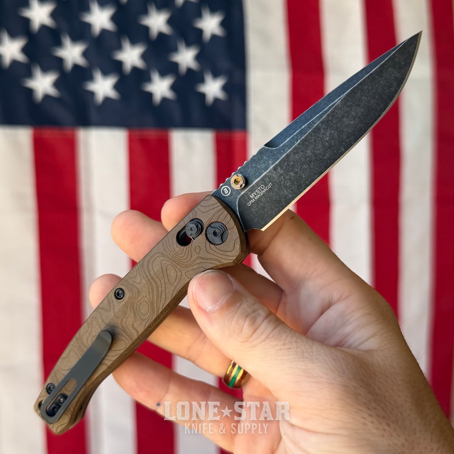 Hogue Mysto (Earth) 3.4″ Drop Point Knife, Browns Point Richlite Handle, MagnaCut Blade, Made in USA (24453)