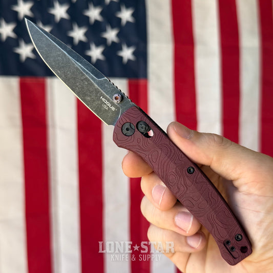 Hogue Mysto (Fire) 3.4″ Clip Point Knife, Redstone Fire Richlite Handle, CPM MagnaCut Blade, Made in USA (24452)